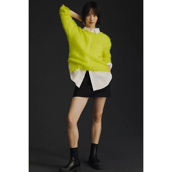 NEW ANTHROPOLOGIE THE POSEY STITCHY DISTRESSED WOOL-BLEND YELLOW SZ XXS - Picture 4 of 9